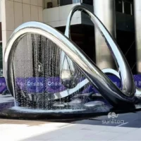 Shopping Mall Abstract Metal Large Pipe Fountain Sculpture