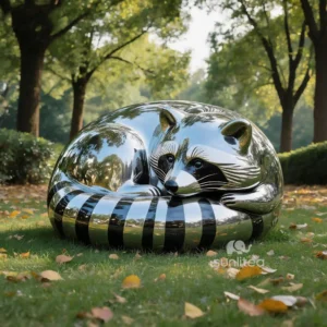 Sleeping Metal Raccoon Sculpture