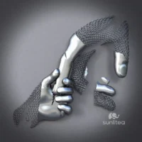 Stainless Steel Big Hand and Little Hand Sculpture
