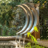 Stainless Steel Crescent Water Fountain Sculpture