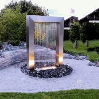 Stainless Steel Rectangle Metal Waterfall Fountain