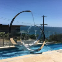 Waterfall Pool Fountain Stainless Steel Sculpture