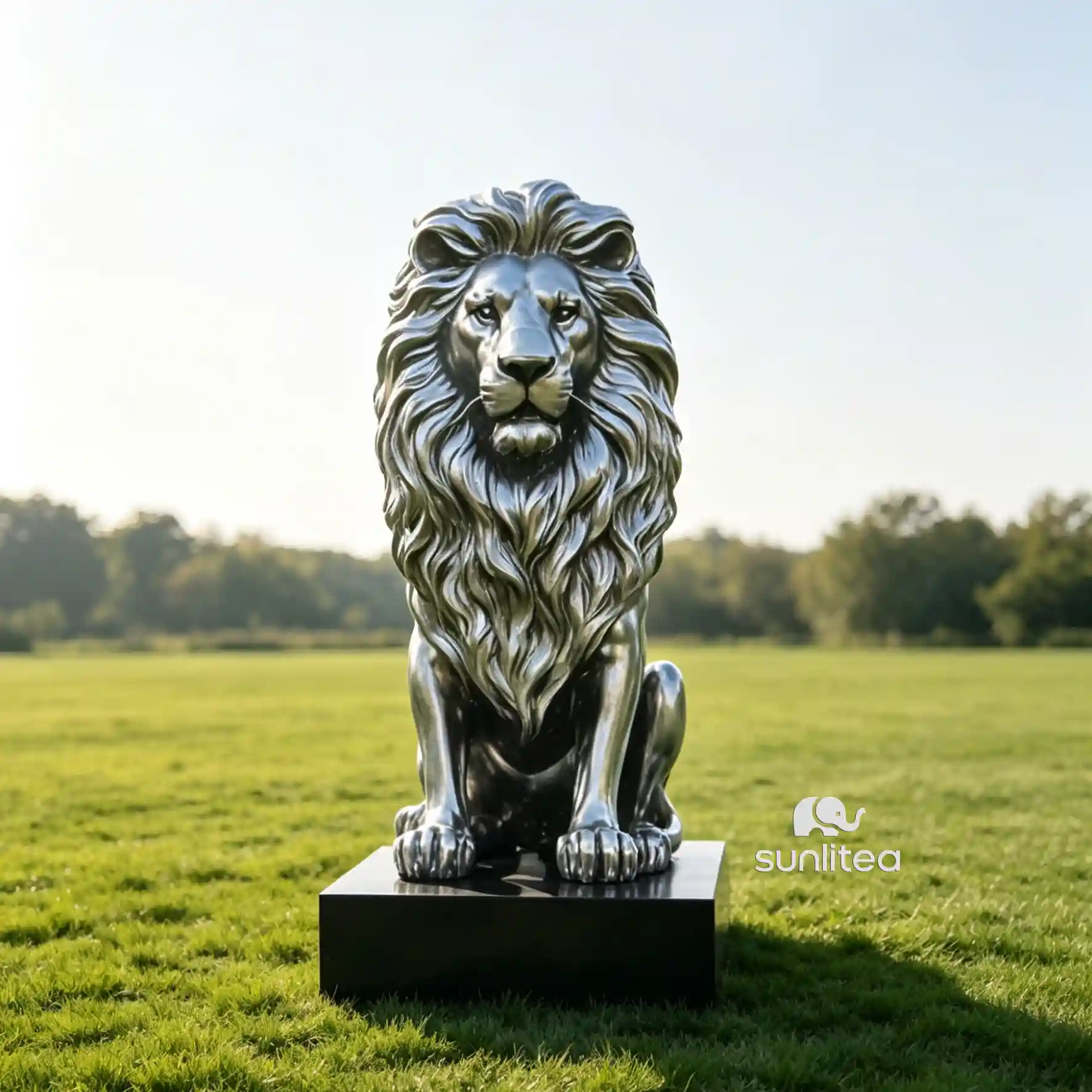 Sitting Aluminum Lion Sculpture
