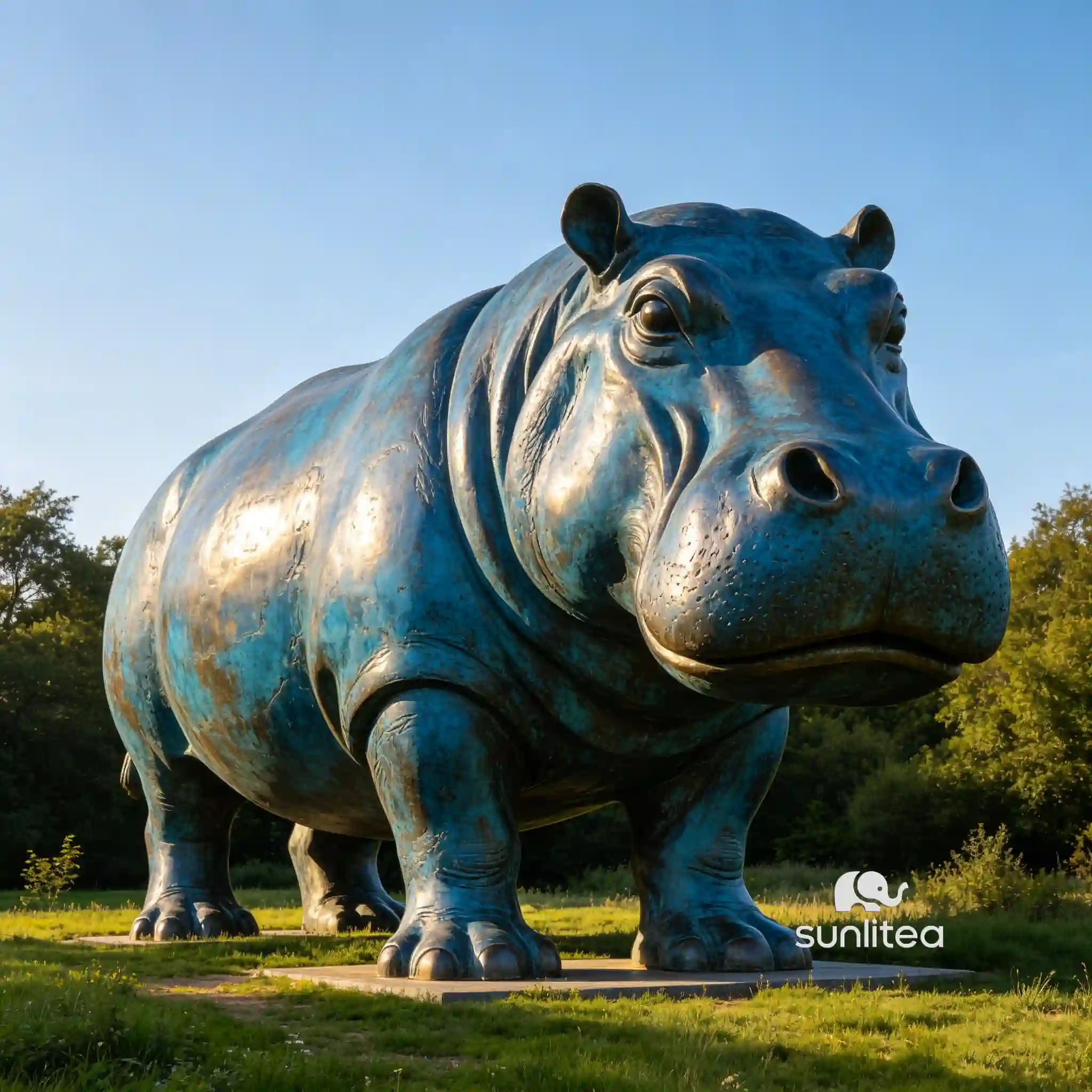 Blue Hippo Sculpture