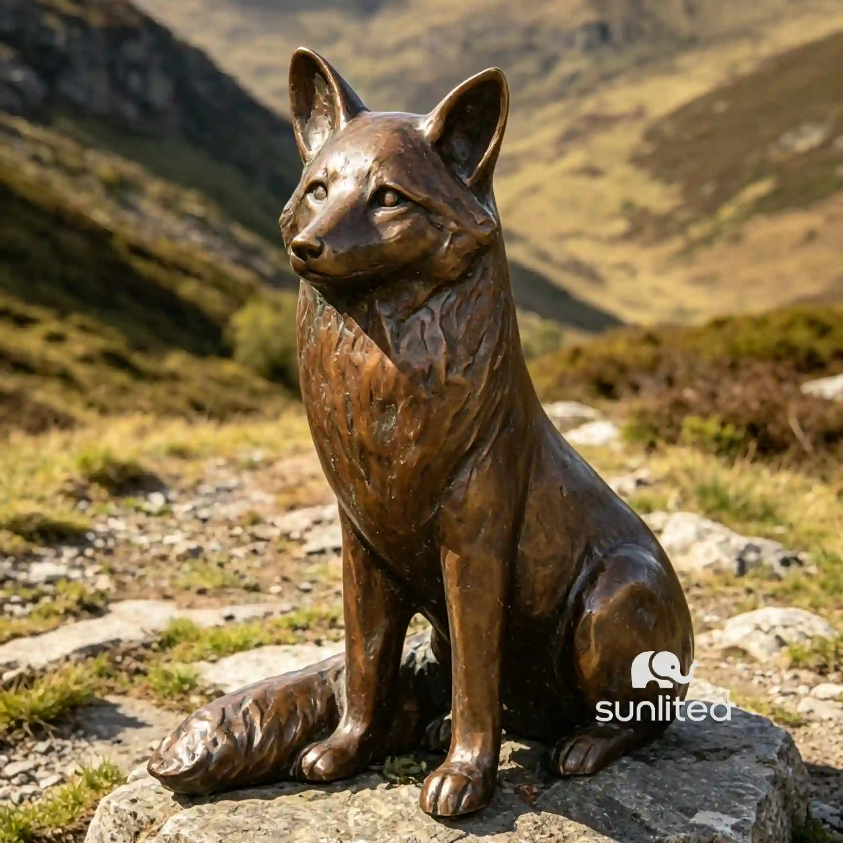 Brass Fox Statue