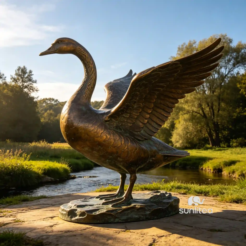 Brass Goose Statue