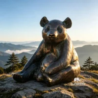 Brass Panda Sculpture