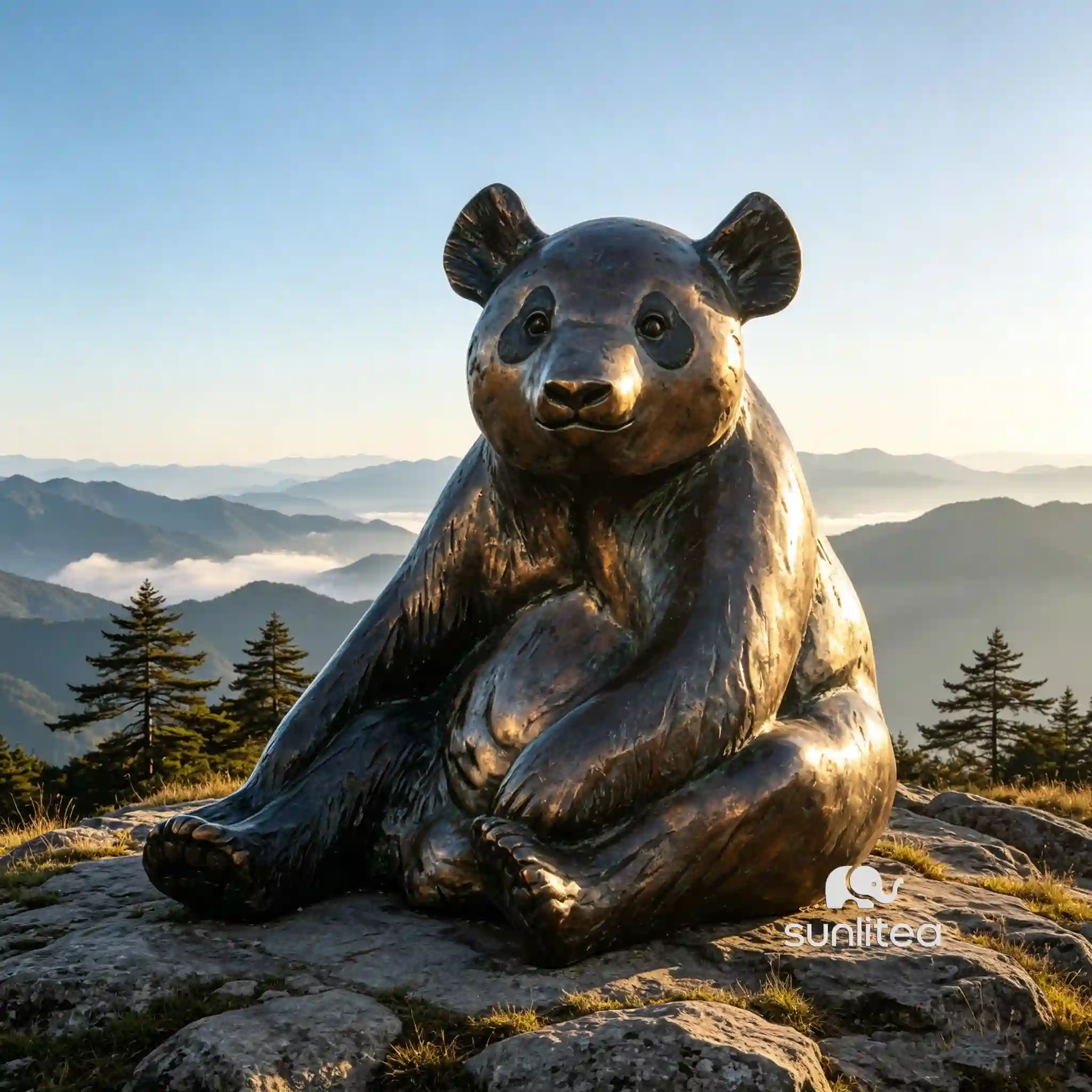 Brass Panda Sculpture