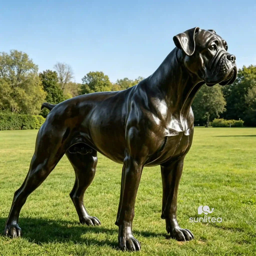 Bronze Boxer Dog Statue