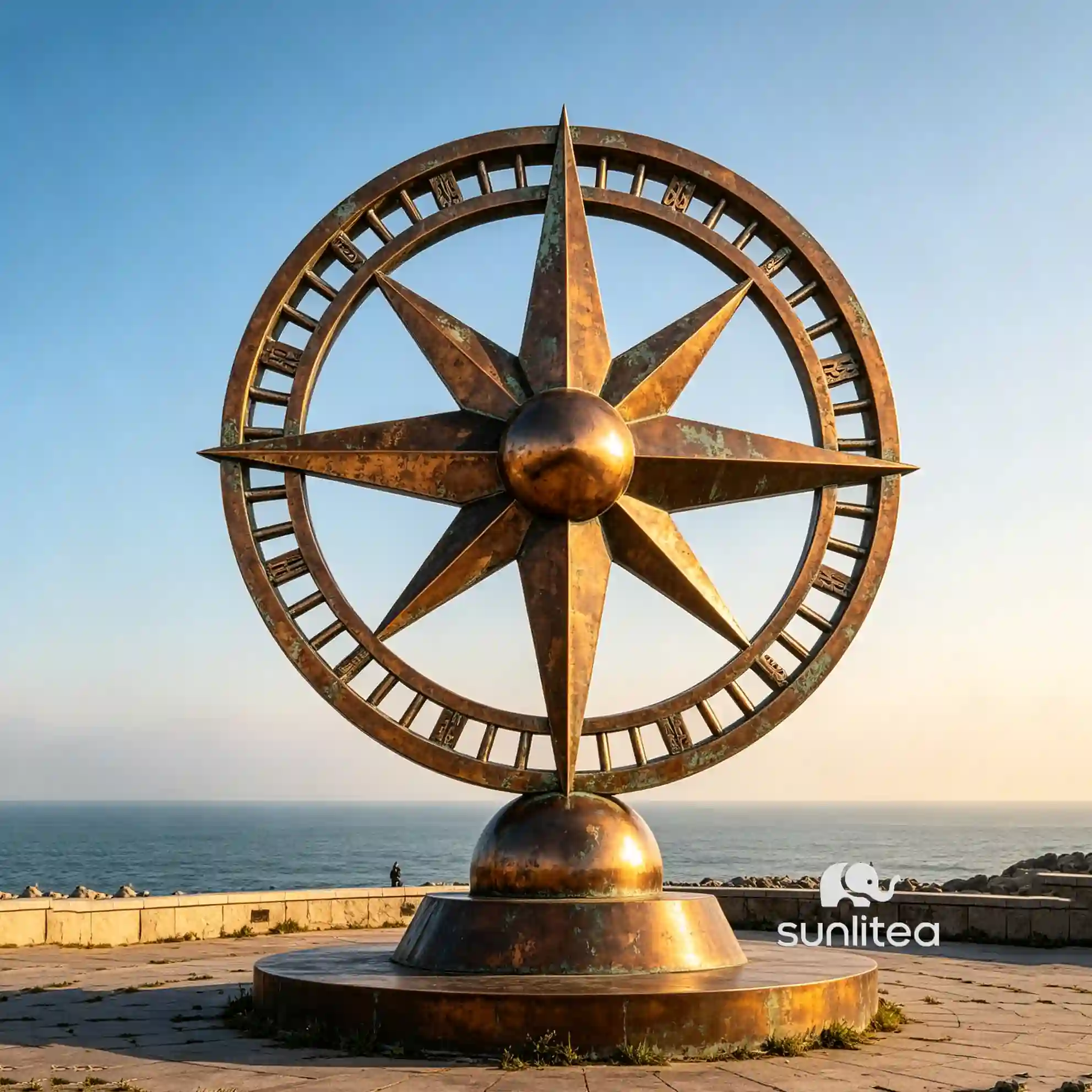 Bronze Compass Sculpture