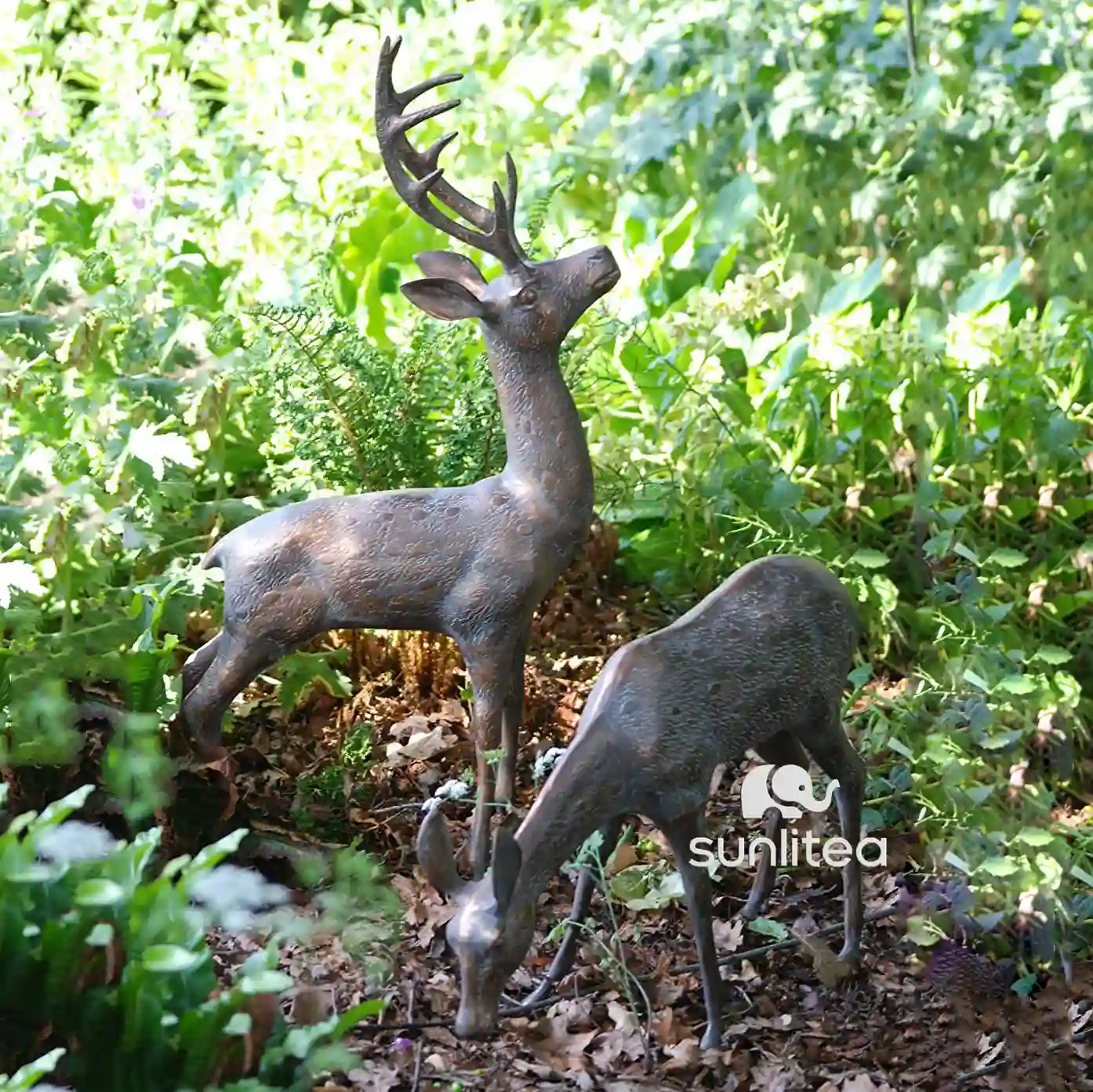 Bronze Doe Fawn Statue