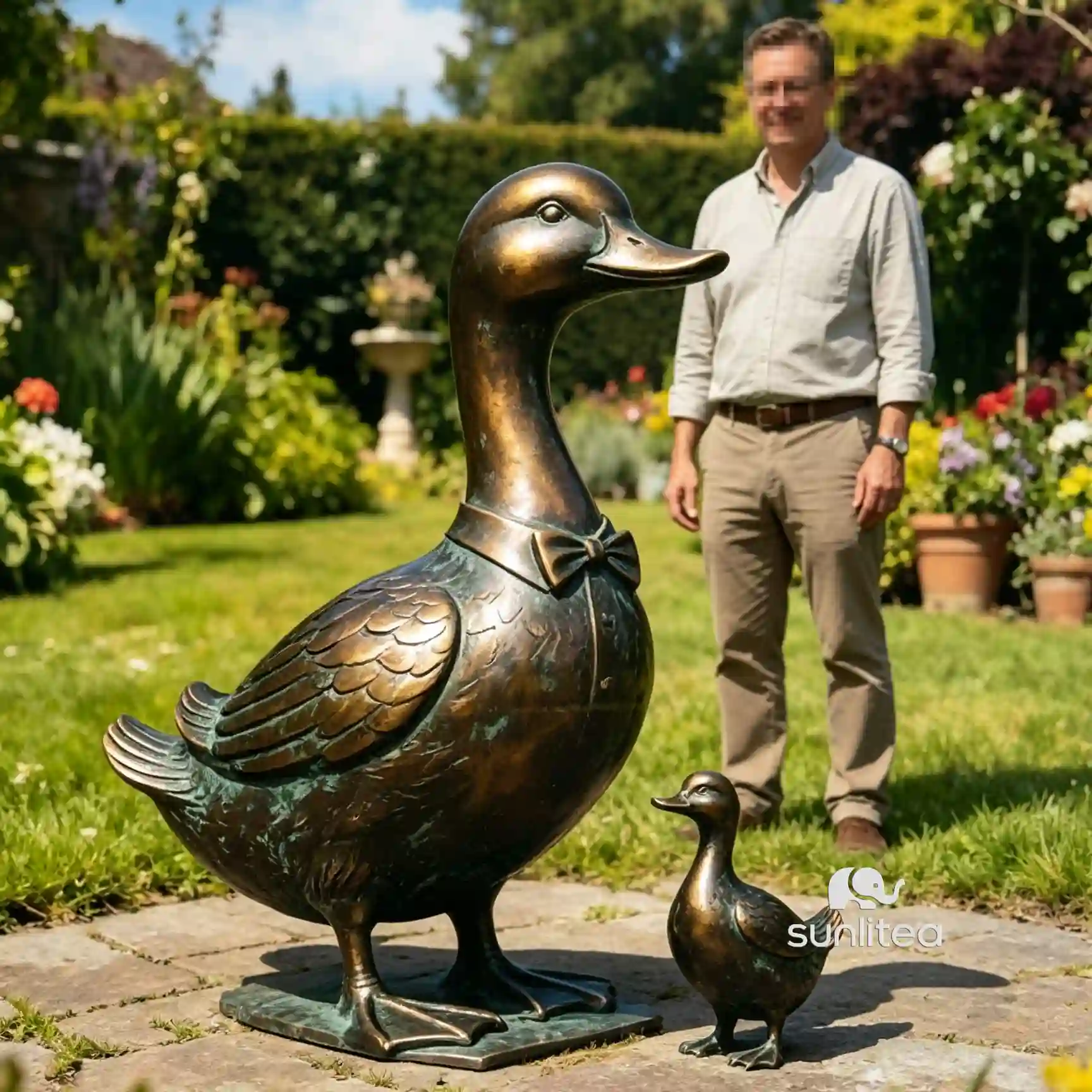 Bronze Duck Sculpture