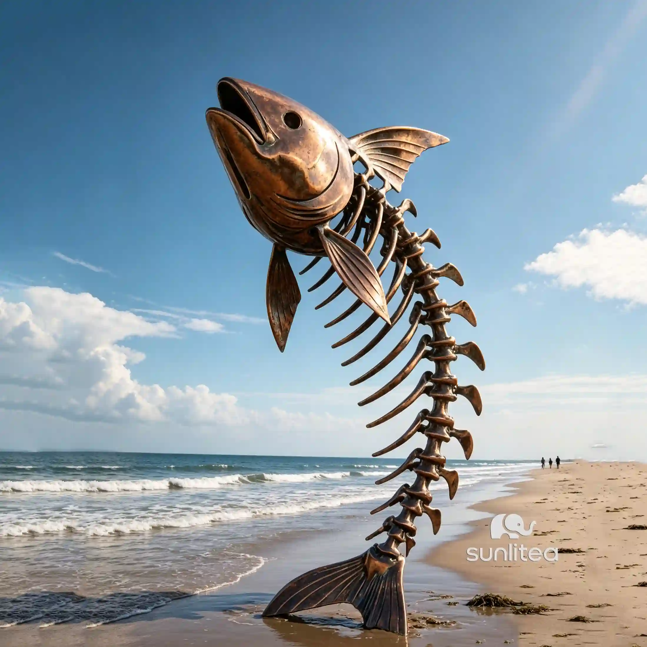 Bronze Fish Bone Sculpture