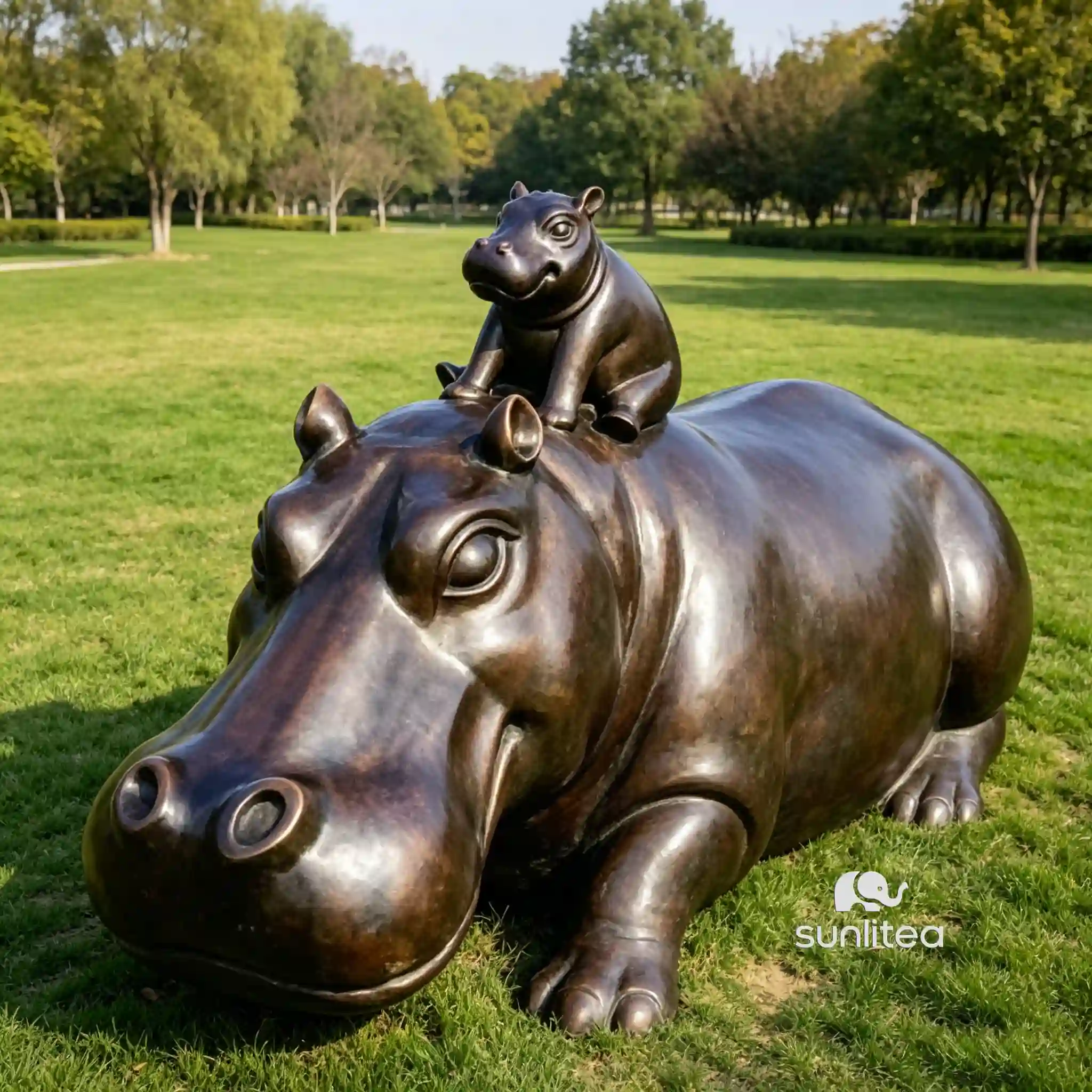 Bronze Hippo Sculpture