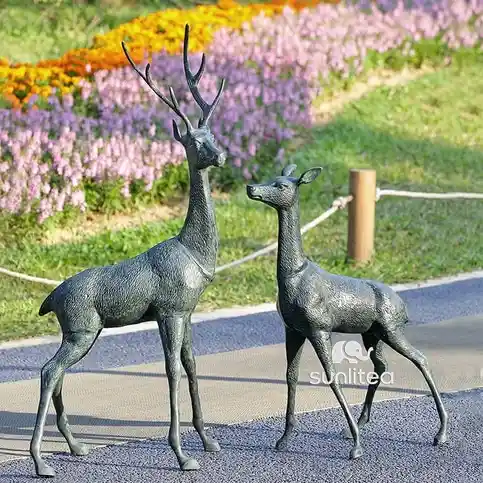 Bronze Pair Deer Statue