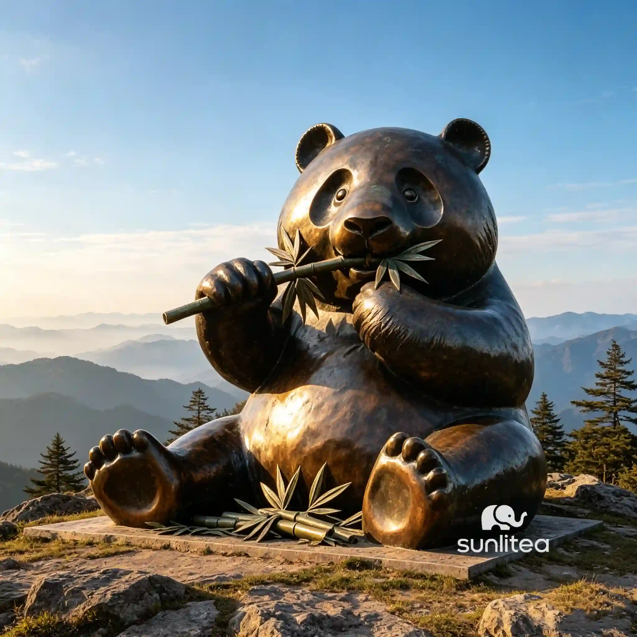 Bronze Panda Sculpture