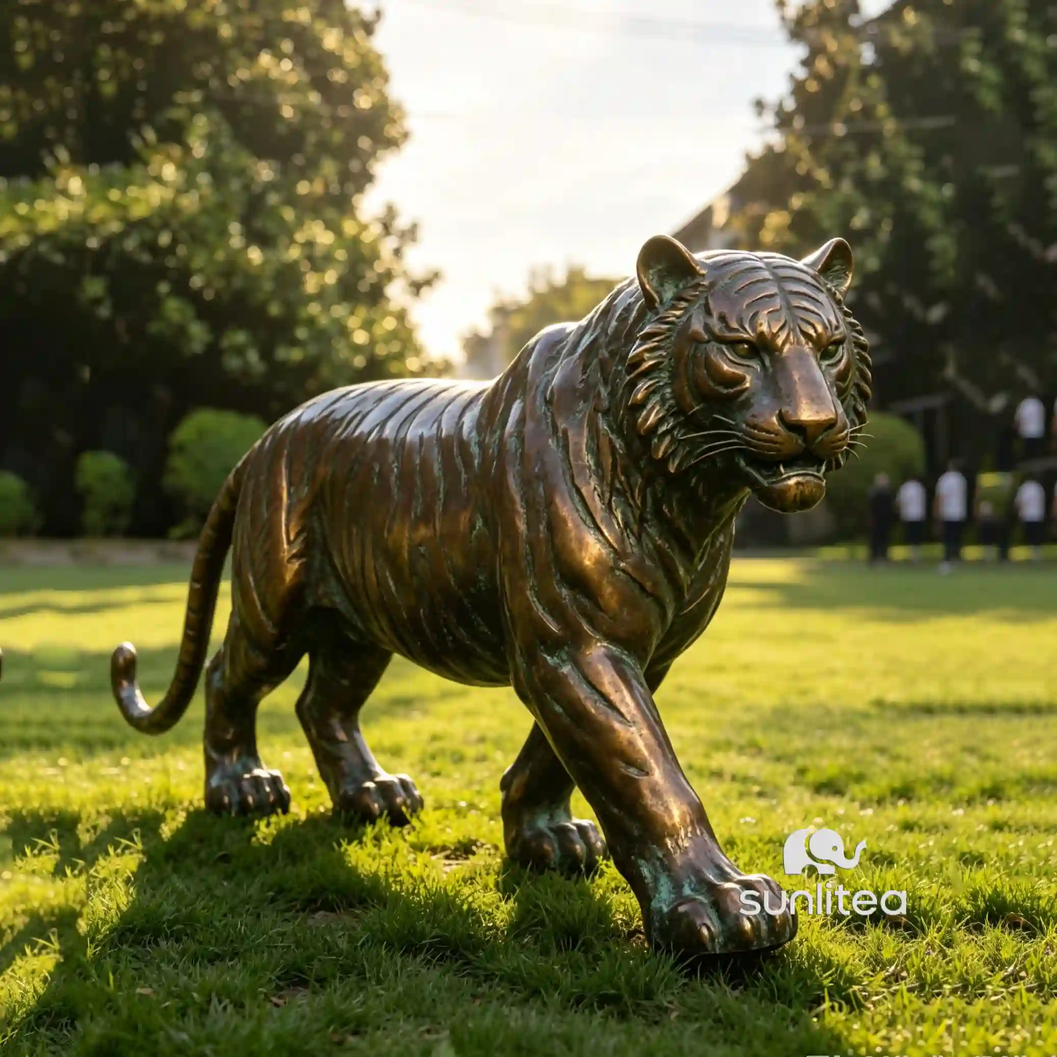 Bronze Tiger Lawn Statue