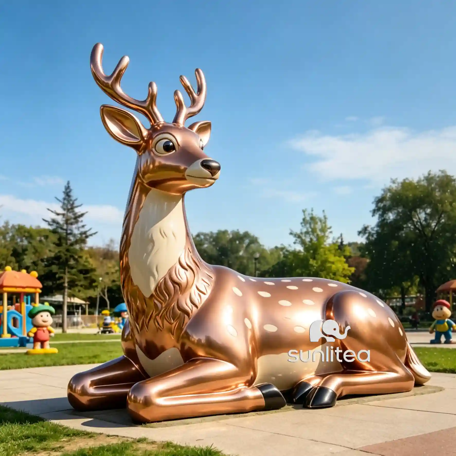 Cartoon Metal Deer Statue