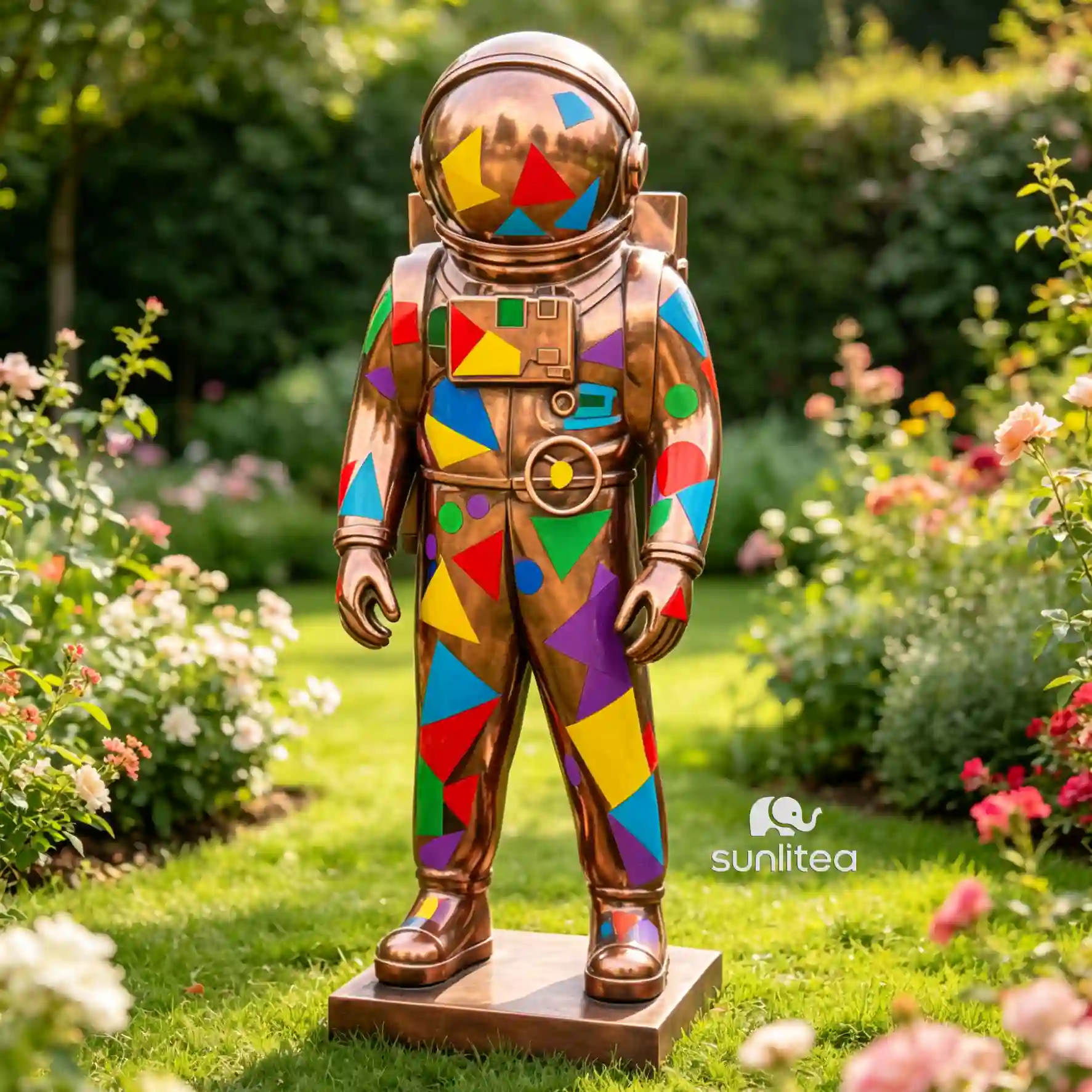 Cast Bronze Spray Paint Astronaut Statue