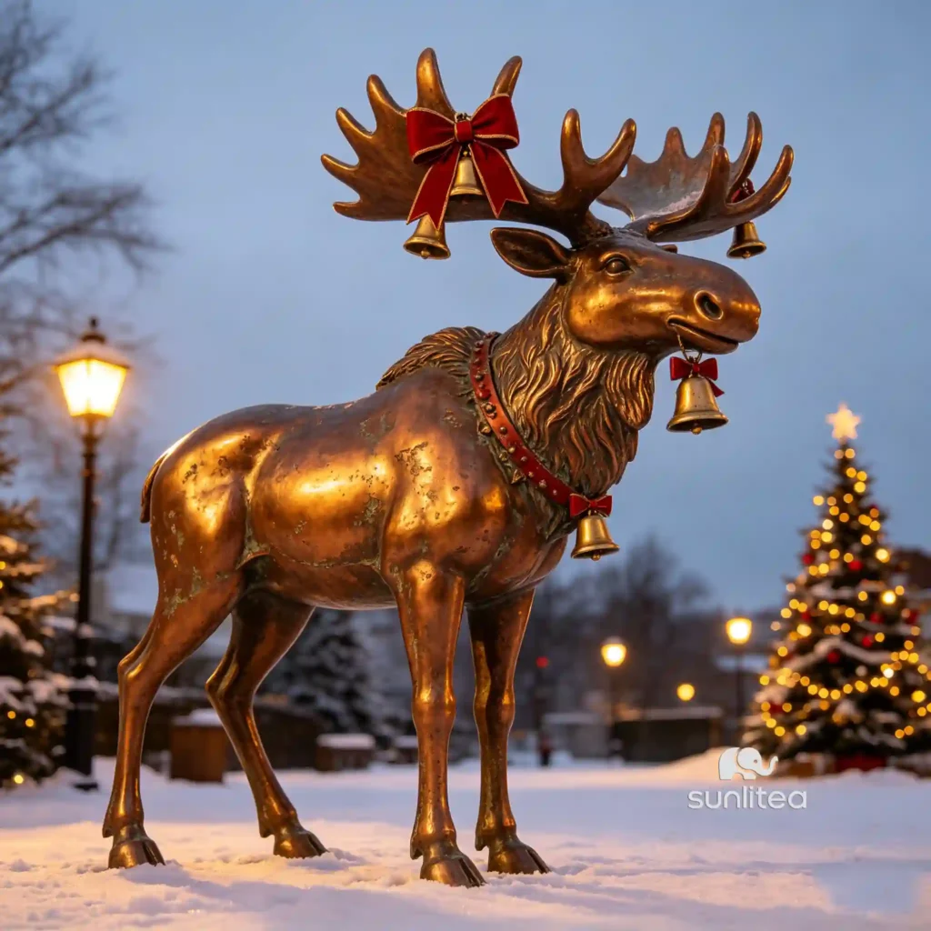 Christmas Moose Statue