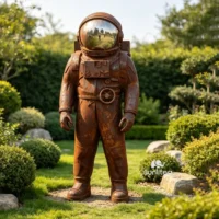 Cortan Steel Astronaut Sculpture