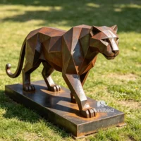 Corten Steel Leopard Statue