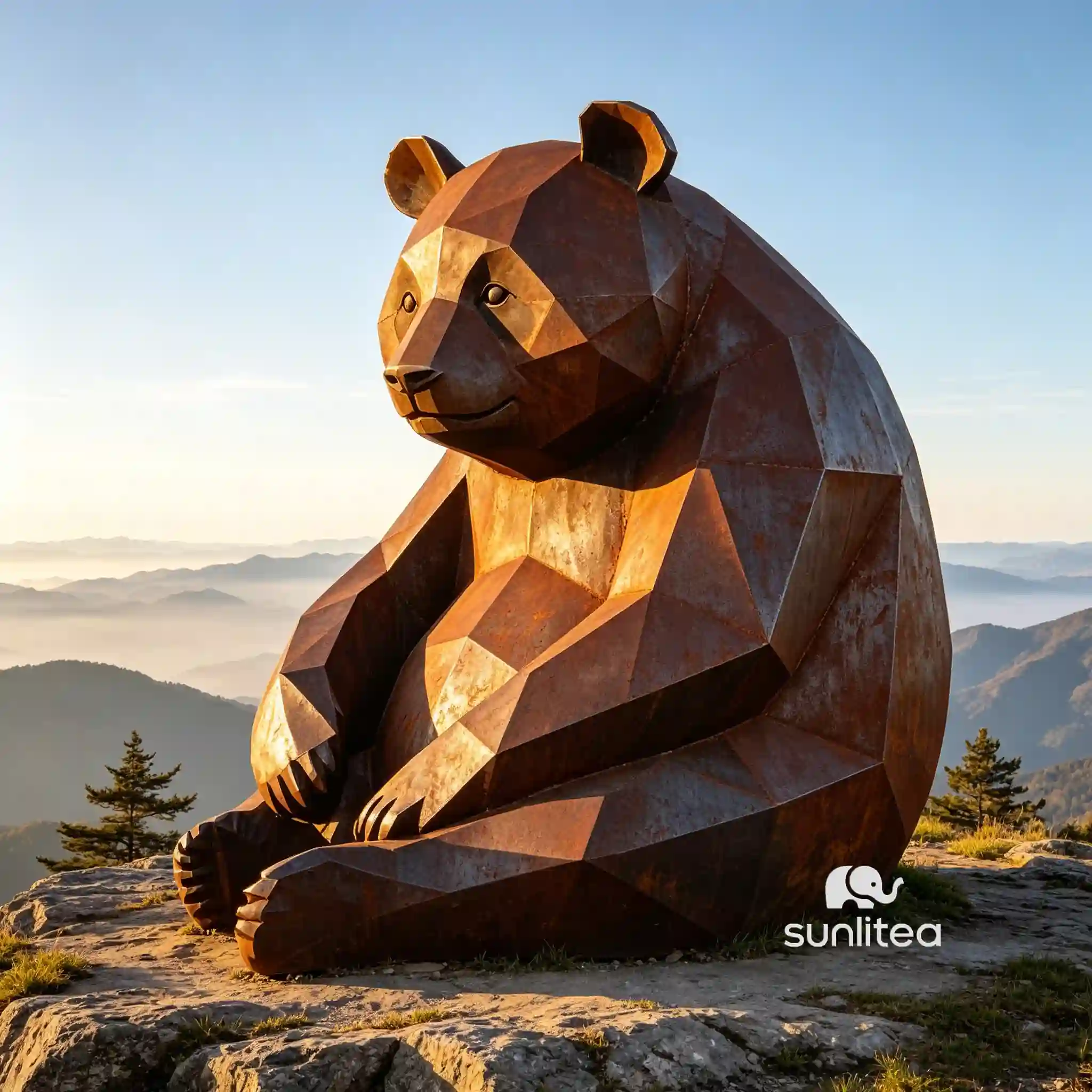 Corten Steel Panda Sculpture