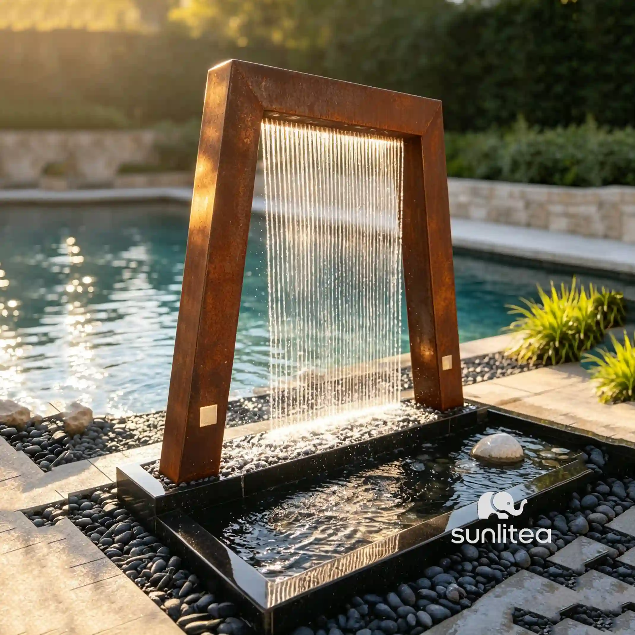 Corten Steel Rain Curtain Water Feature