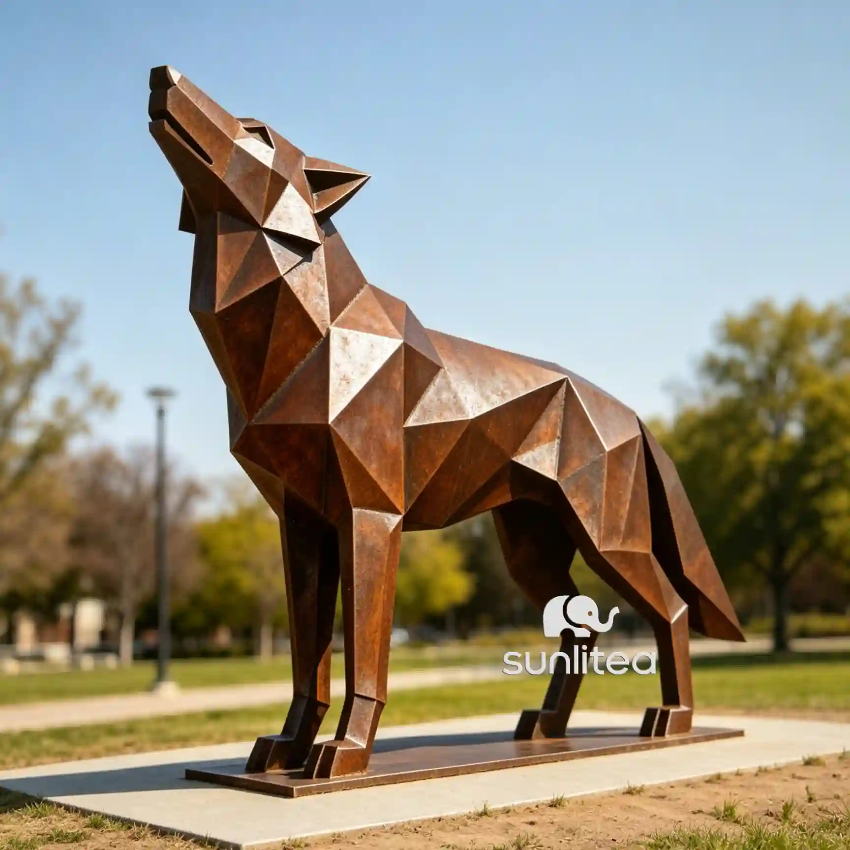 Corten Steel Wolf Statue