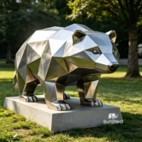 Geometric Badger Garden Statue