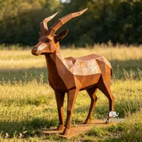 Geometric Corten Steel Goat Statue