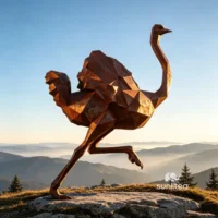 Geometric Metal Ostrich Sculpture