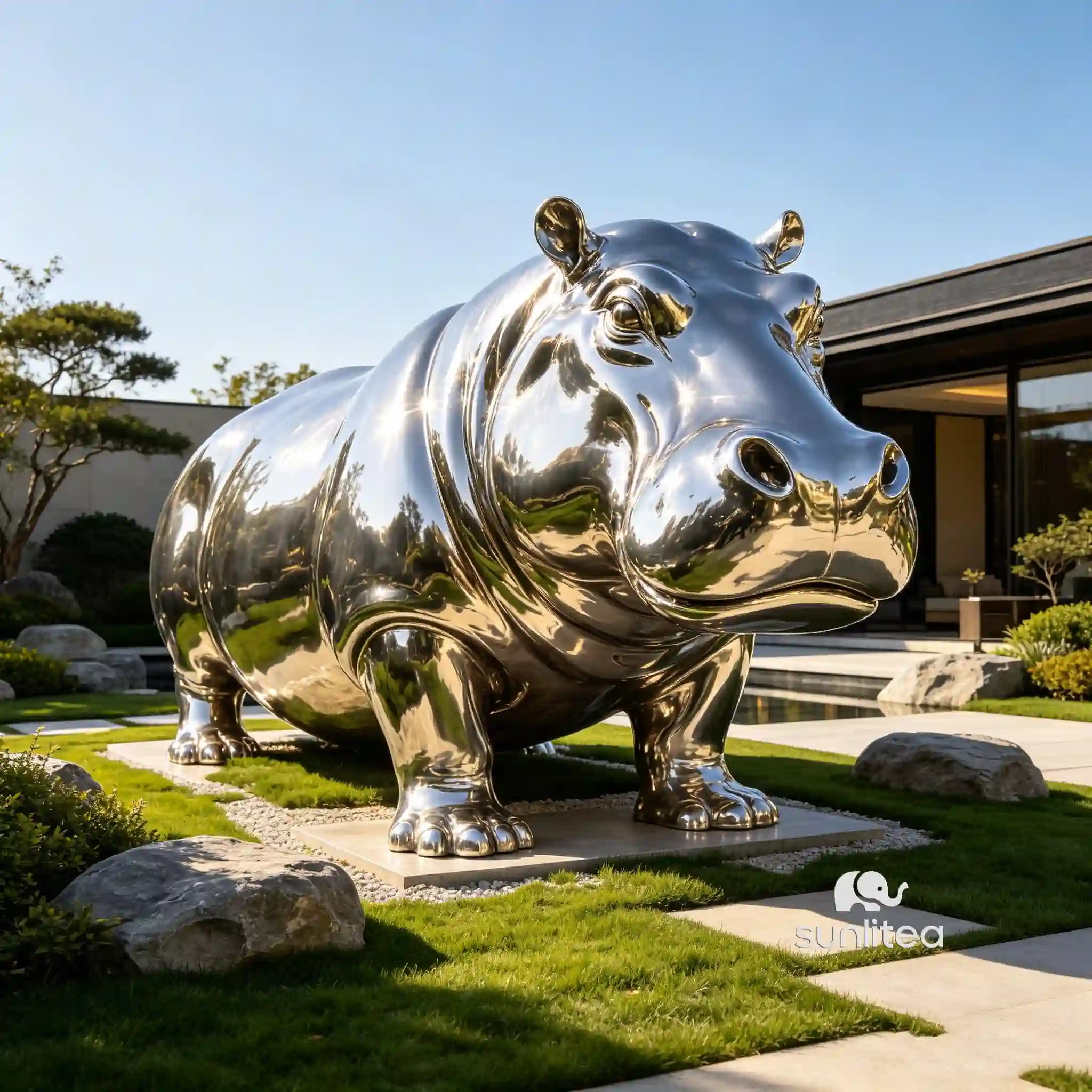 Hippo Yard Statue