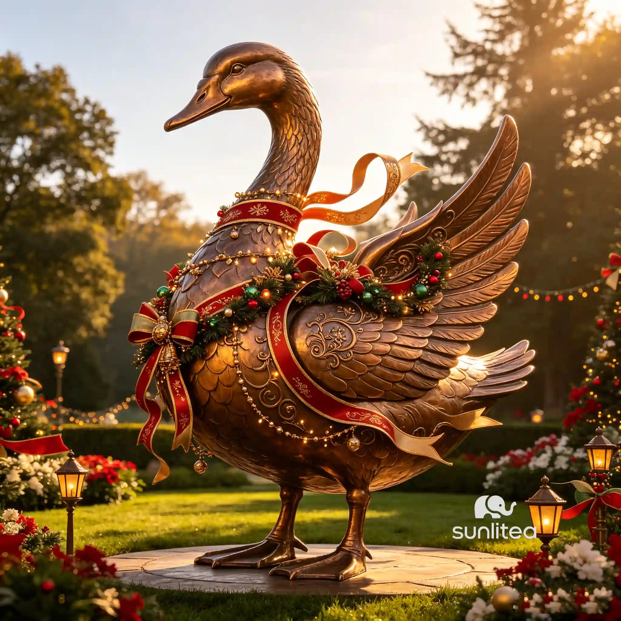 Holiday Goose Statue