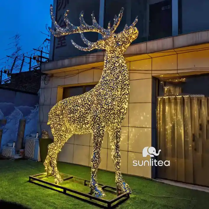 Hollow-out Luminous Deer Statue