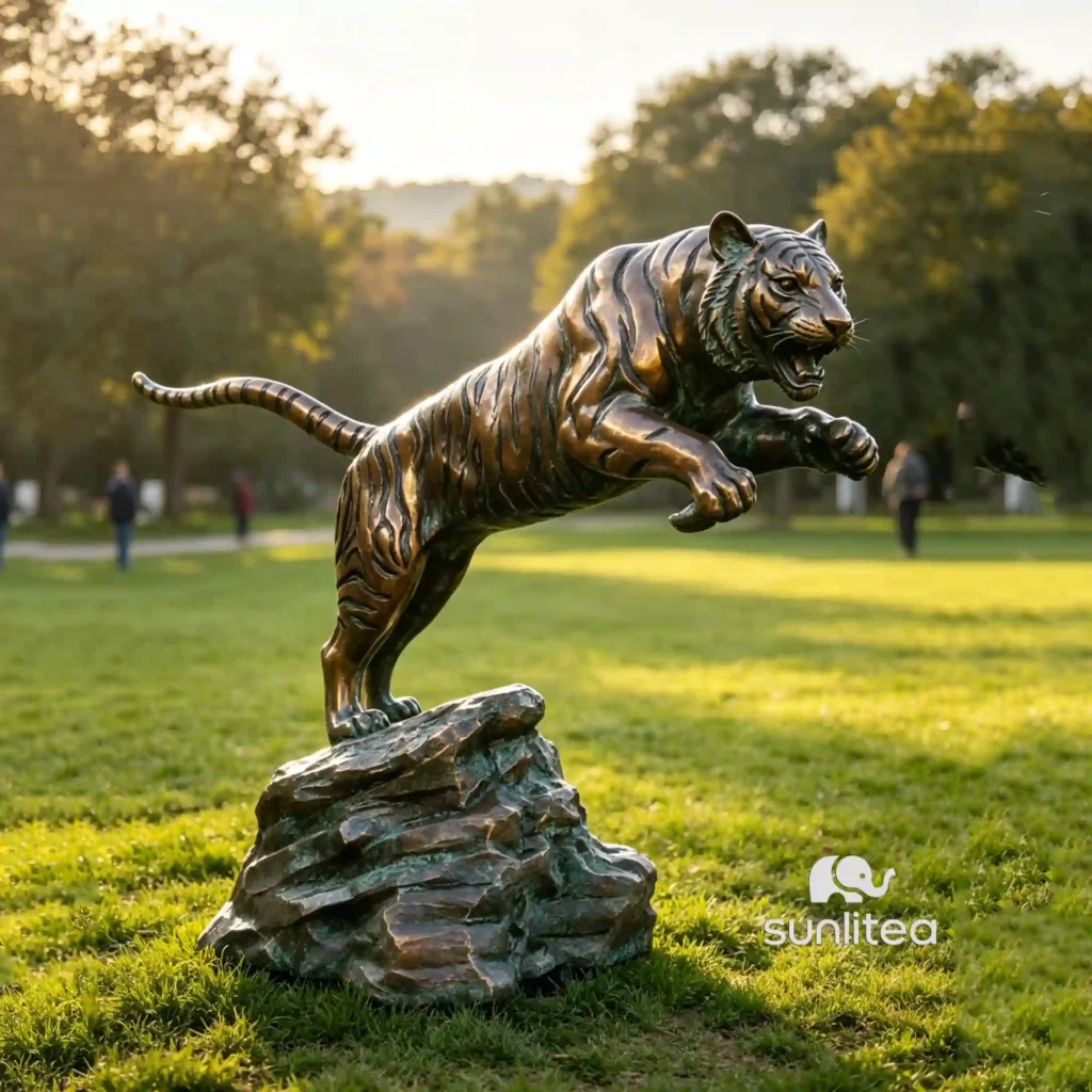 Jumping Tiger Sculpture