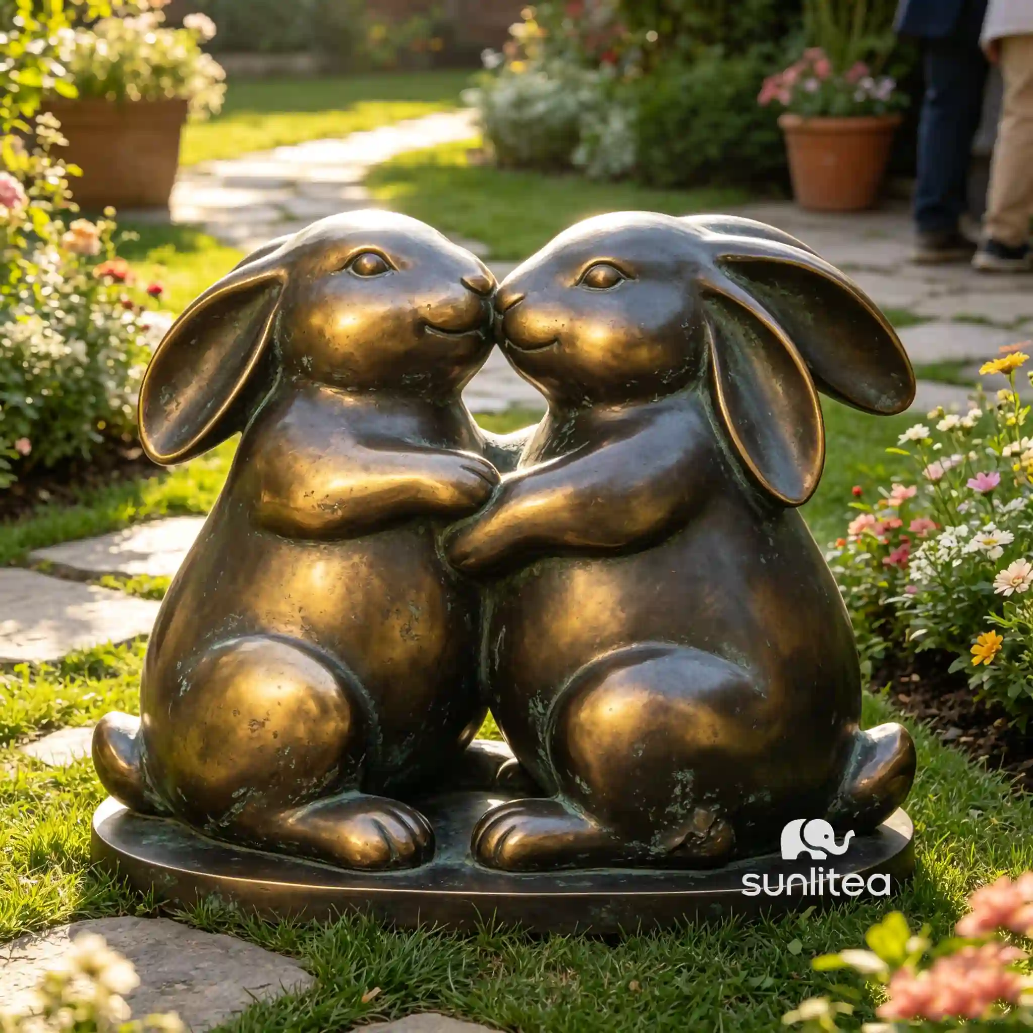 Kissing Bunnies Statue