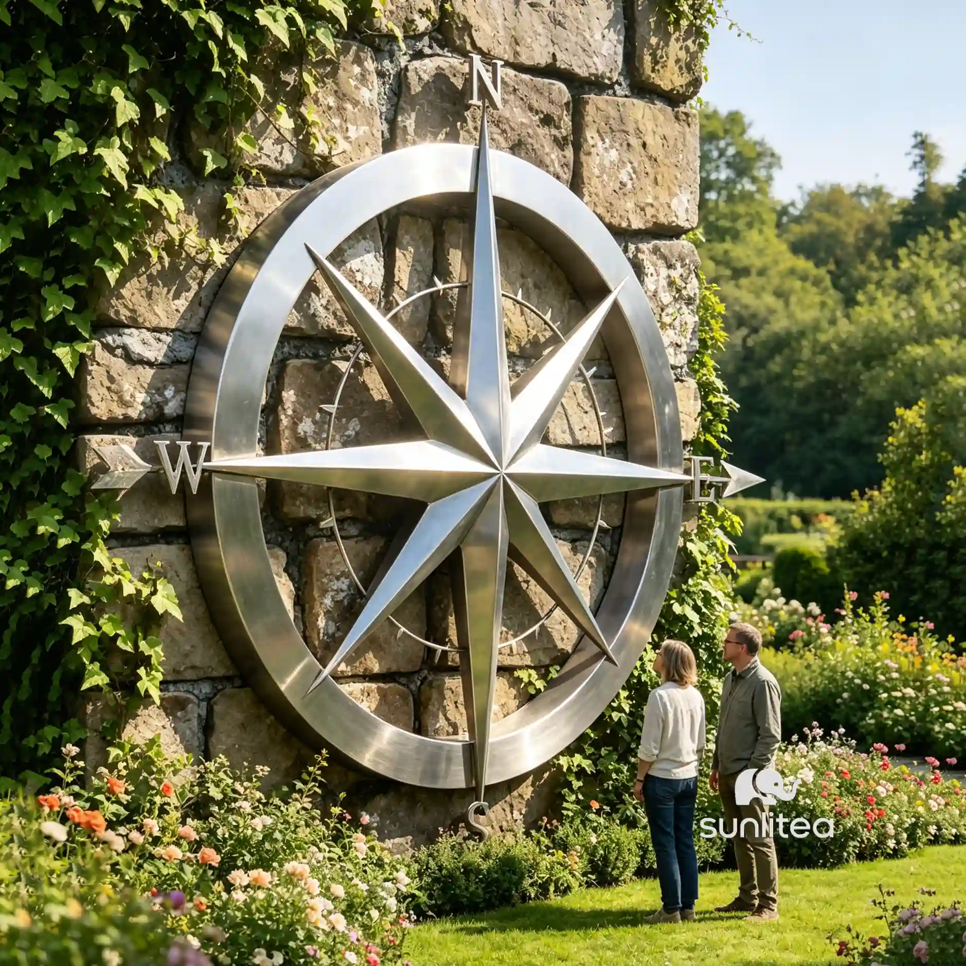 Large Metal Wall Compass