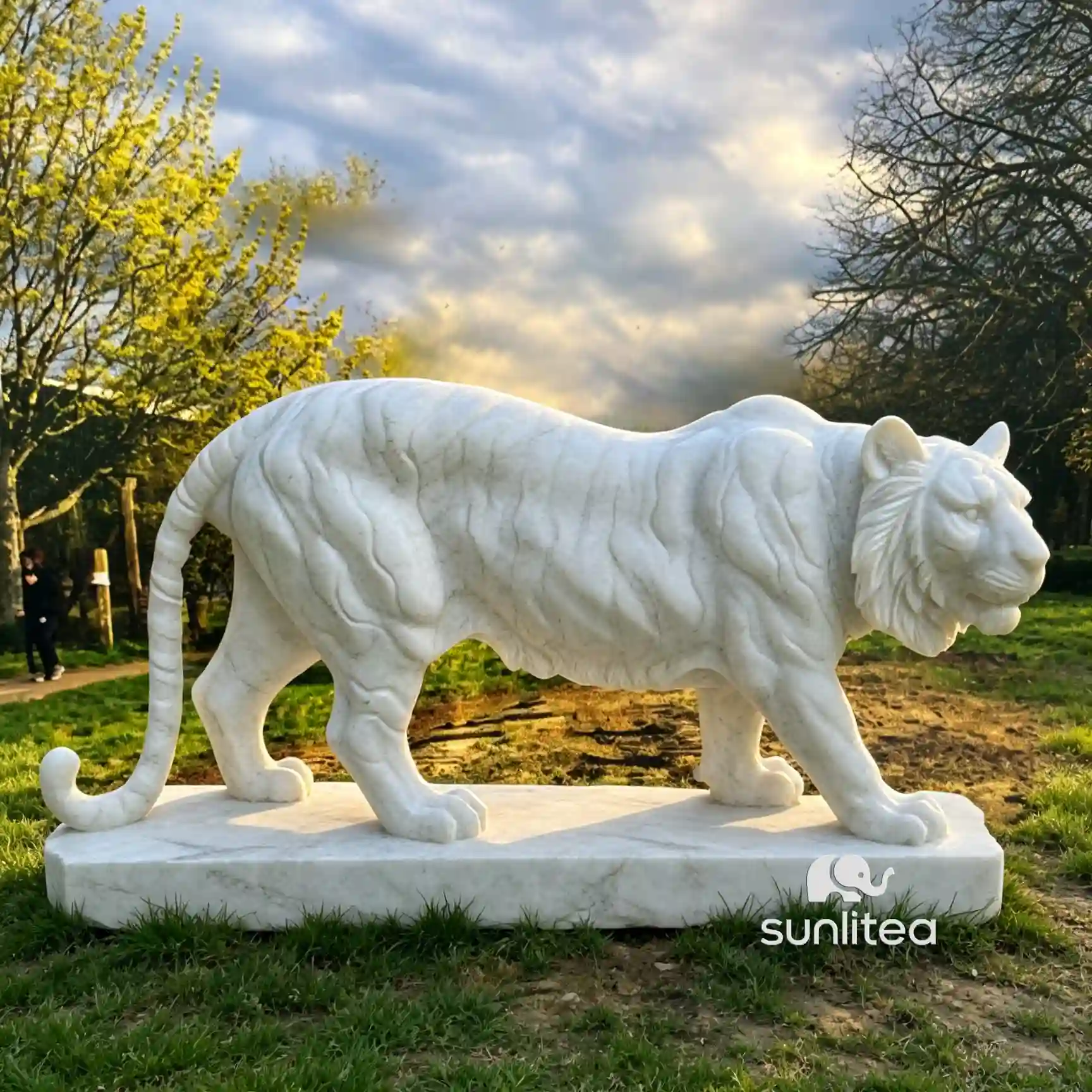 Large White Tiger Statue
