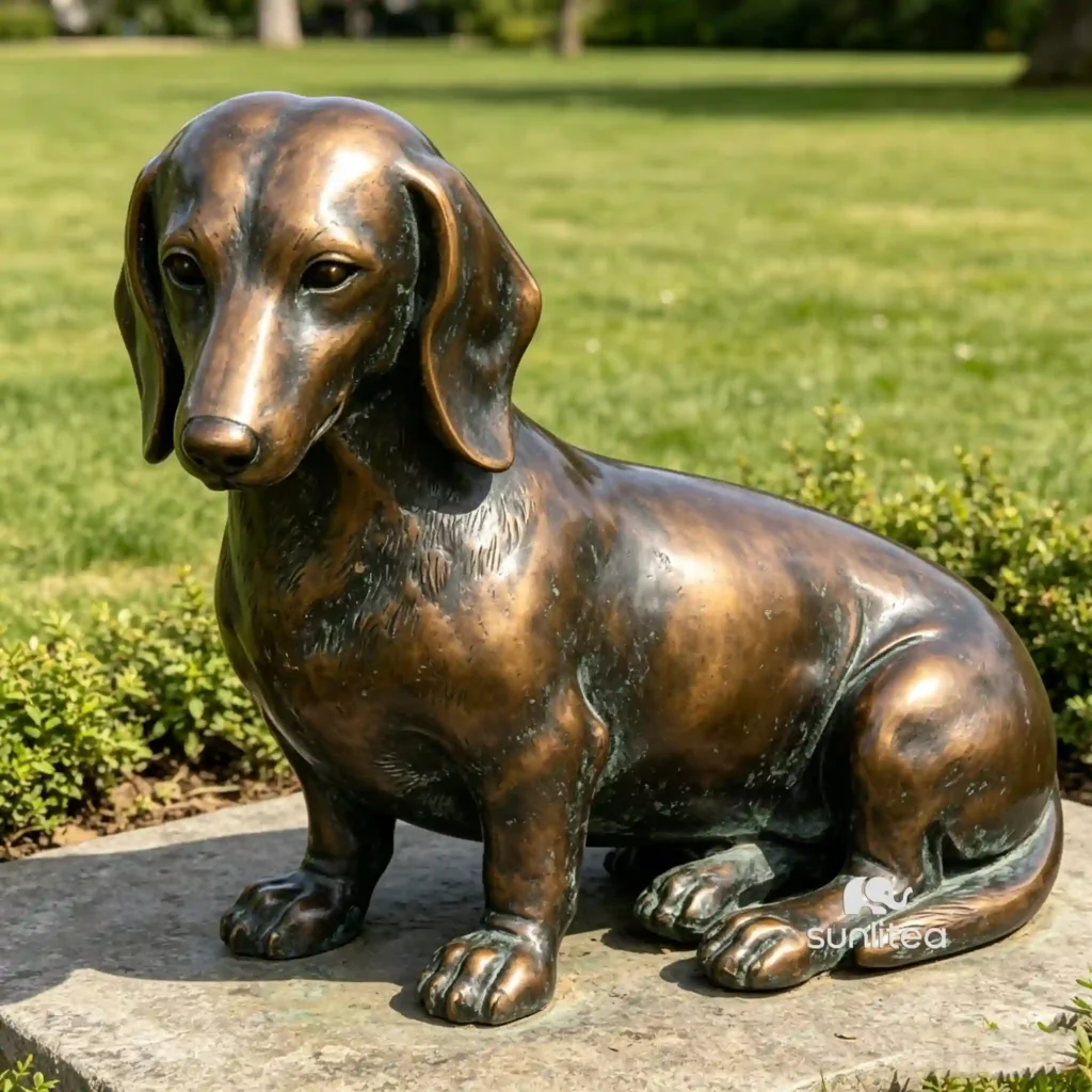 Long Haired Dachshund Statue