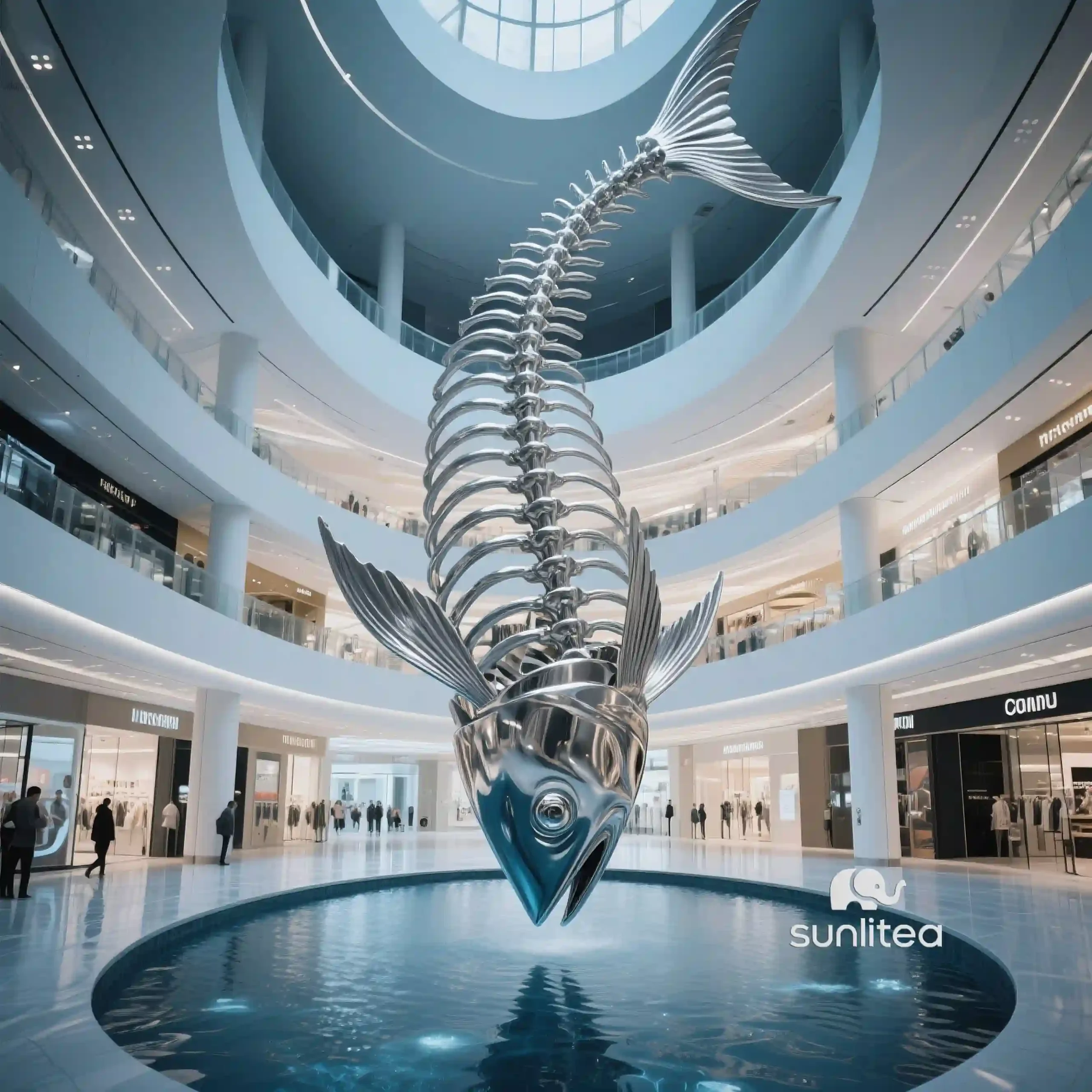 Metal Fish Bone Sculpture For Hotel