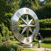 Metal Garden Compass Sculpture