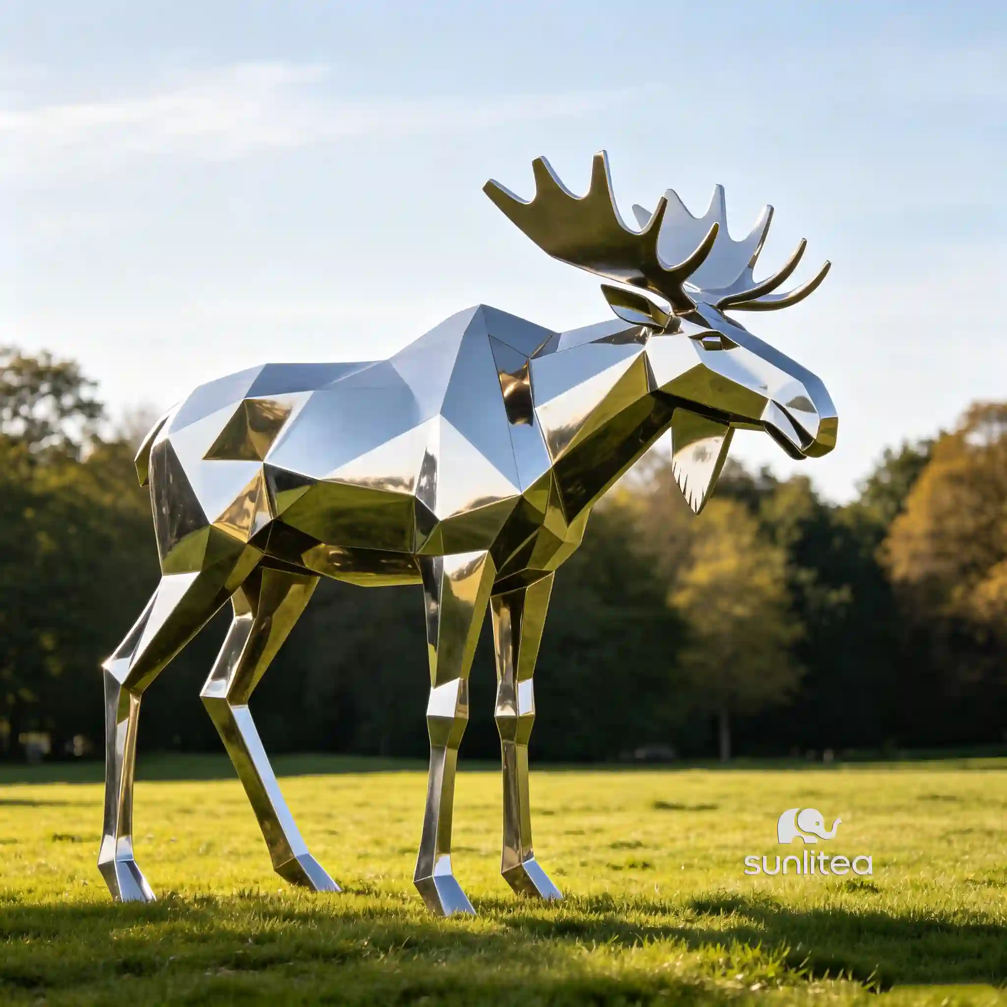 Metal Moose Yard Sculpture