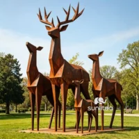 Metal Rust Corten Steel Deer Statue