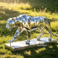 Openwork Aluminum Leopard Statue