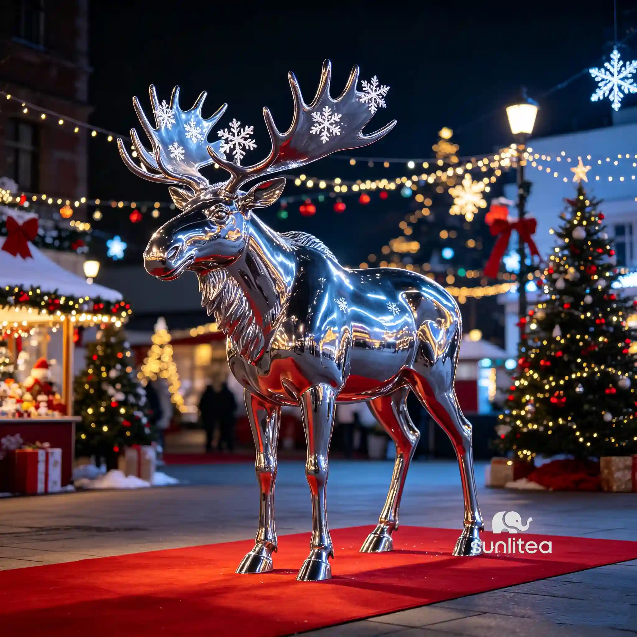 Outdoor Christmas Moose Statue