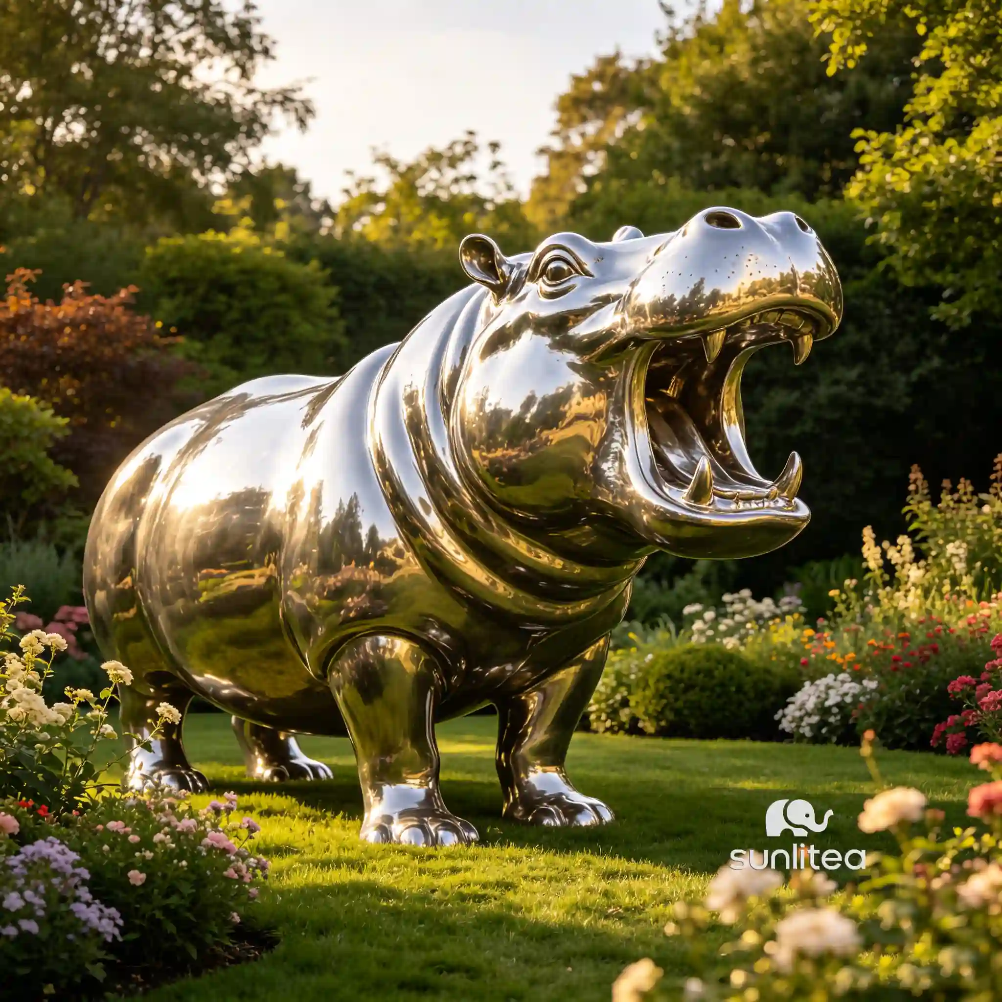 Outdoor Hippo Statue