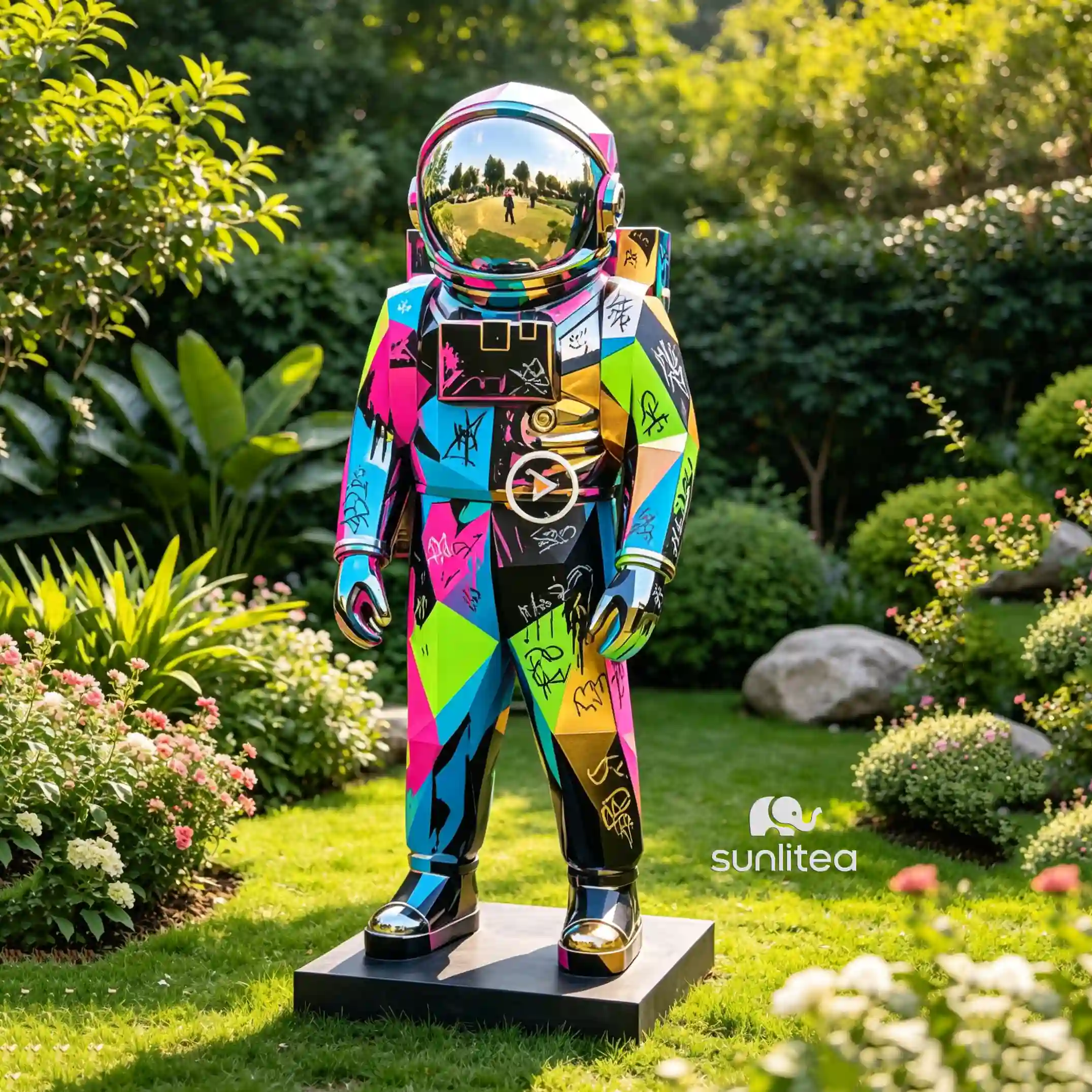 Paint Colorful Metal Astronaut Statue