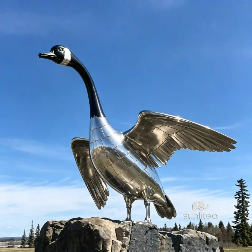 Realistic Canada Goose Garden Statue