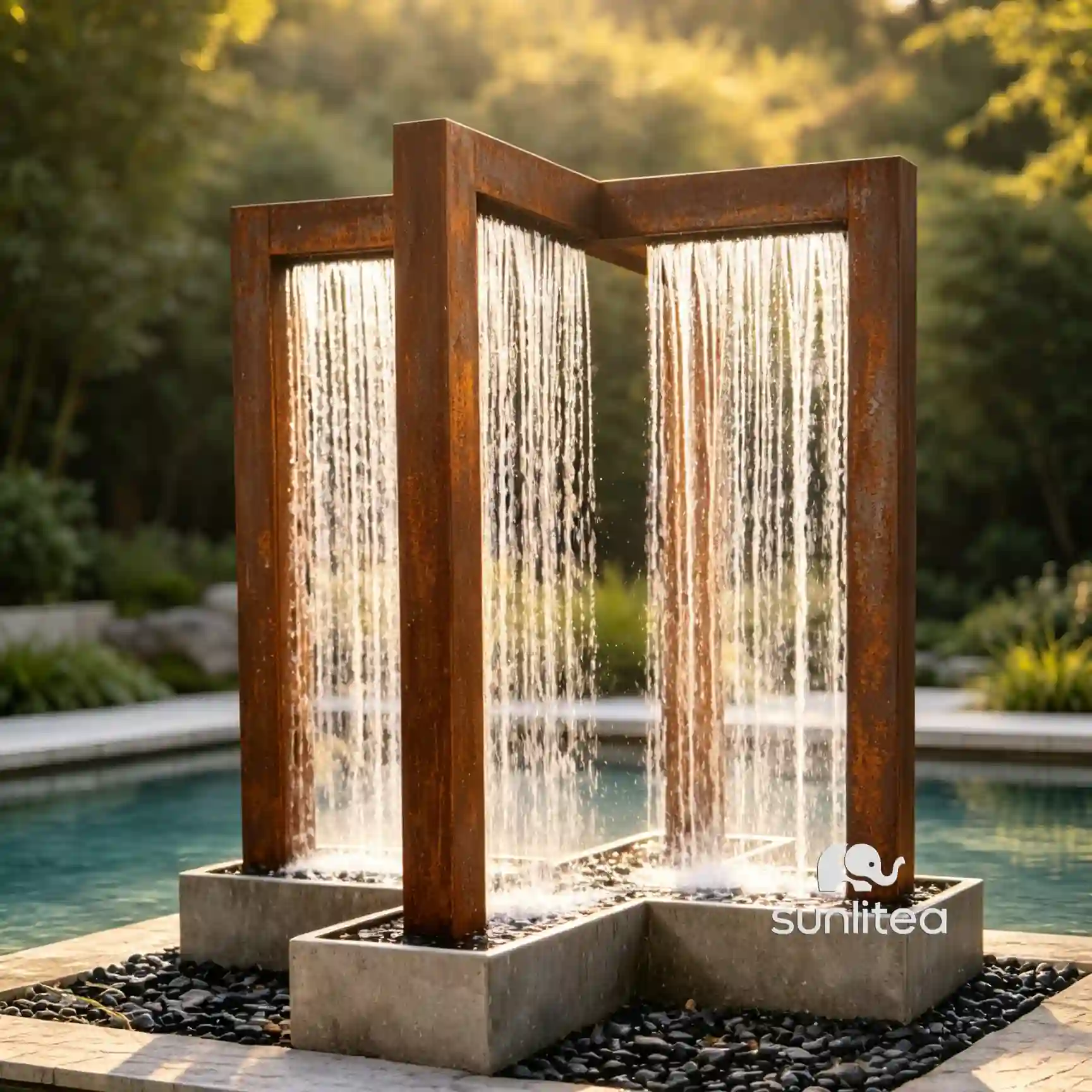Rectangular Corten Steel Fountain